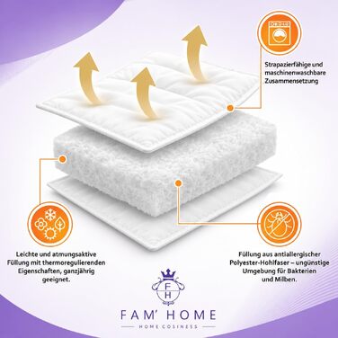 Всесезонна ковдра FAM Home 220x240 см, гіпоалергенна та придатна для прання