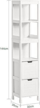 Висока шафа для ванної SoBuy FRG126-W, біла, з ніжками, 30x144x30 см – меблі для ванної кімнати
