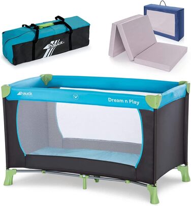 Дитяче складне ліжечко Hauck Dream n Play з матрацом, синє, для подорожей