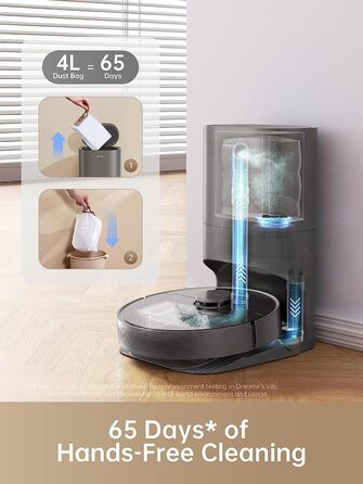 Робот-пилосос Dreame D10s Plus з функцією вологого прибирання, автоочищенням DualBoost 1.0, штучним інтелектом, LDS-навігацією, потужністю всмоктування 5000 Па, до 280 хв роботи, відеоспостереженням та додатком, чорний