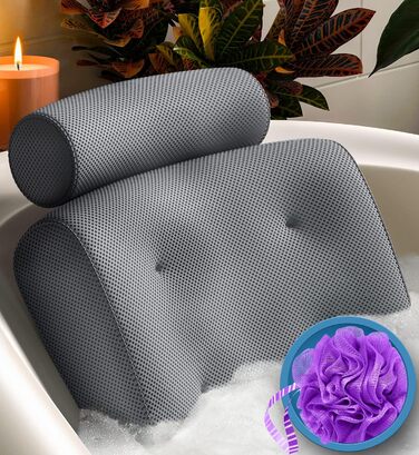 Подушка для ванни Everlasting Comfort – розкішна ортопедична подушка для голови, шиї та спини, підтримка для ванни, спа і релаксу