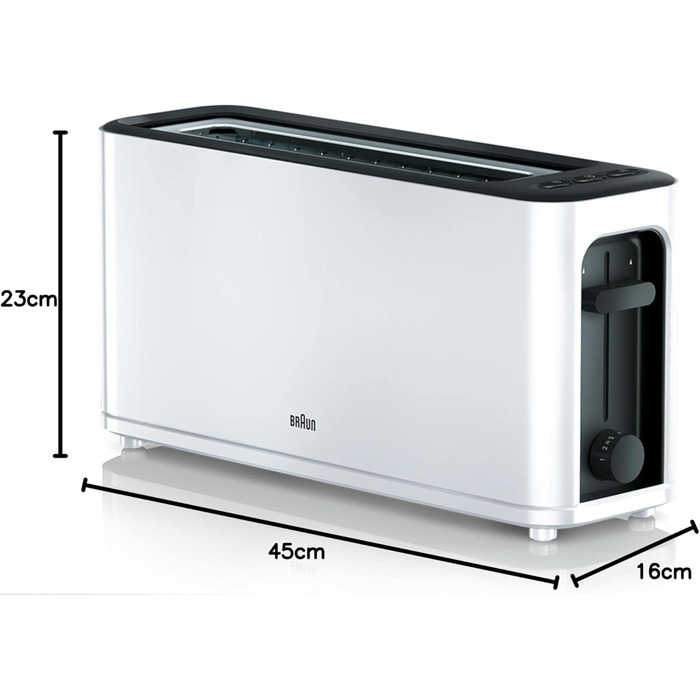 Тостер Braun HT3100WH Білий, 1 відділення, 7 режимів підсмажування, 1000 Вт