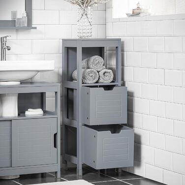 Тумба для ванної SoBuy FRG127-SG, темно-сіра, з ніжками, 30x90x30 см