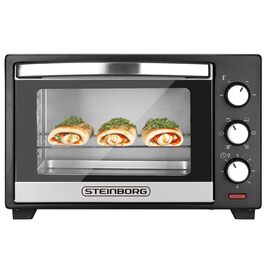 Steinborg Mini Backofen 25л – Електрична міні-піч 3-в-1 для піци та випічки з конвекцією, 1600 Вт, таймер 60 хв, деко для крихт