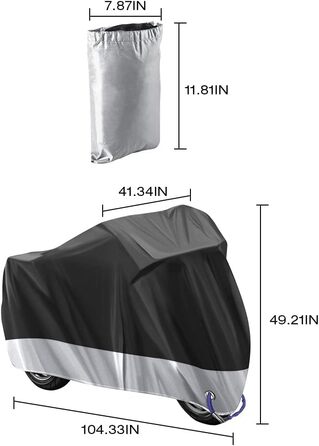 Моточохол водонепроникний 3XL 265x105x125 см, захисний тент для мотоцикла Harley-Davidson, Suzuki, Yamaha, 210D Оксфорд, для вулиці, проти подряпин, сріблястий