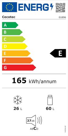 Холодильник Cecotec Bolero CoolMarket 2D Origin 86L Beige: Ретро дизайн, 89.3 x 48.7 см, 86 л, Клас E, з Ice Box та внутрішнім освітленням