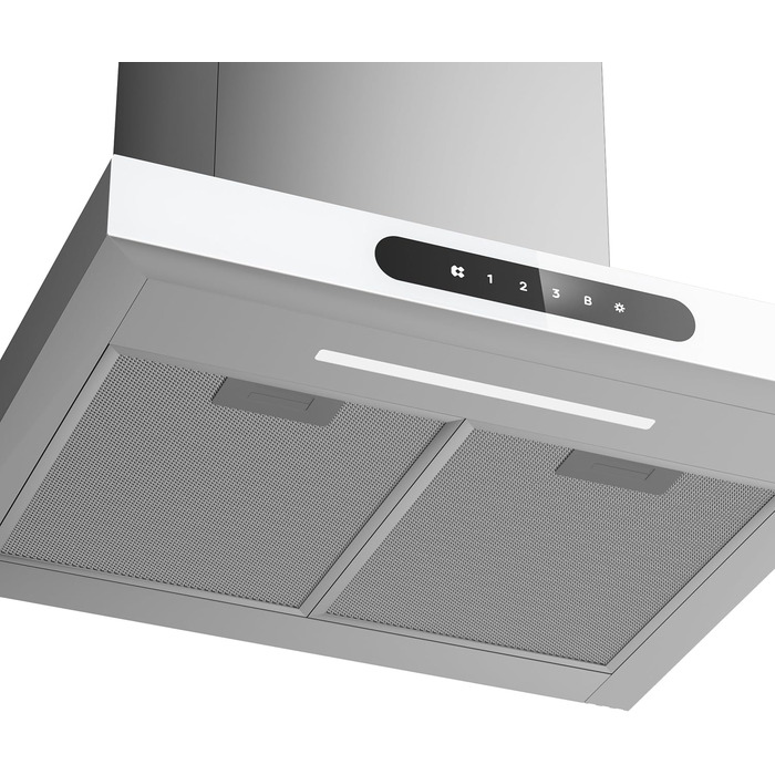 Витяжка для кухні CIARRA CBCS6102 60см, біла: продуктивність 650м³/год, клас A+++, сенсорне керування, з вугільним фільтром CBCF003, режим рециркуляції та відведення