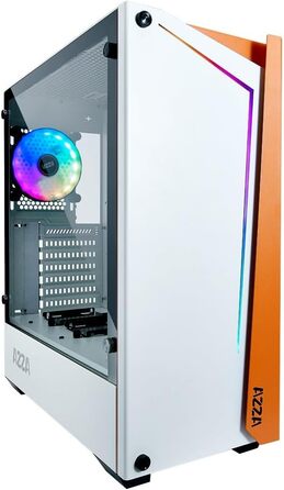 Корпус для ПК Azza Apollo 430W-DF2, білий/помаранчевий, загартоване скло, ATX Mid-Tower