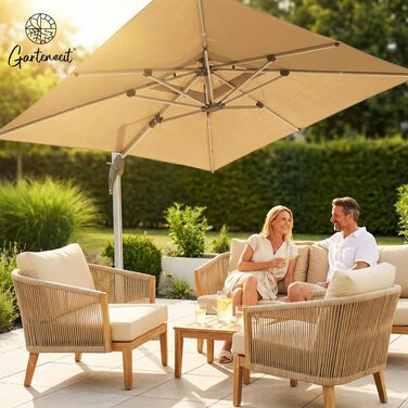 Підставка для парасольки Gartenzeit® мобільна, чорна, 84x84x21 см, до 162 кг, з колесами