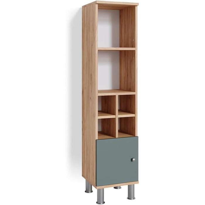Пенал для ванної Vicco Fynn, зелений/дуб золотий, 30x130,6 см, маленькі дверцята
