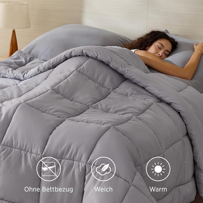 Зимова ковдра BEDSURE 135x200 см, тепла ковдра з наповнювачем 450г/м², сіра
