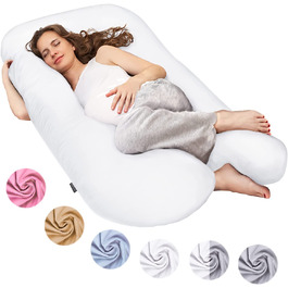 Подушка для вагітних та годування SMOOTHY XXL U-подібна, 150x80 см, знімний чохол 100% бавовна, біла