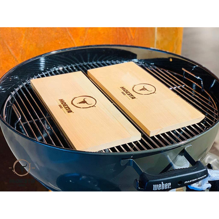 MOESTA-BBQ Дошка для копчення XXL з вільхи, набір 2 шт, багаторазова, без кори, для барбекю та гриля