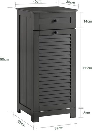 Шафа для білизни SoBuy BZR73-DG з висувним кошиком, темно-сіра, 40x90x38 см, для ванної, органайзер для прання