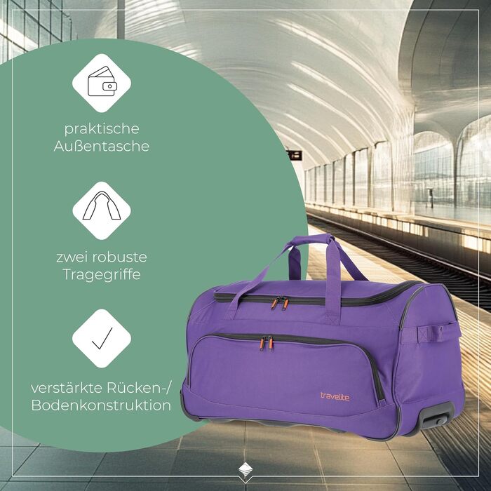 Дорожня сумка на колесах Travelite Basics Fresh L, 89 л, лілова, 71 см