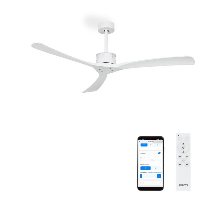 Вентилятор стельовий WINDLARGE XL з пультом, 152 см, 40W, DC-мотор, 6 швидкостей, Wi-Fi, білий