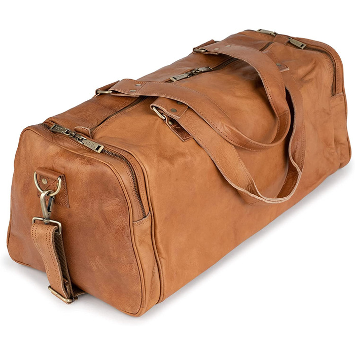 Шкіряна дорожня сумка Berliner Bags Oslo, 45л, коричнева, з 2 зовнішніми кишенями, для чоловіків і жінок