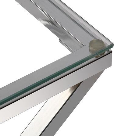 Стіл журнальний Versa Trento, скло і метал, срібний, 51x51x51 см, для вітальні, спальні чи кухні, сучасний низький стіл
