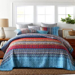 Покривало Qucover Boho 150x200 см з мікрофібри, ультрам'яке стьобане етно покривало для односпального ліжка та дивану