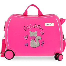 Дитяча валіза Enso Cat Cuddler, рожева, 50x38x20 см, жорсткий корпус, ABS, кодовий замок, 34 л, 1,8 кг, 4 колеса, ручна поклажа