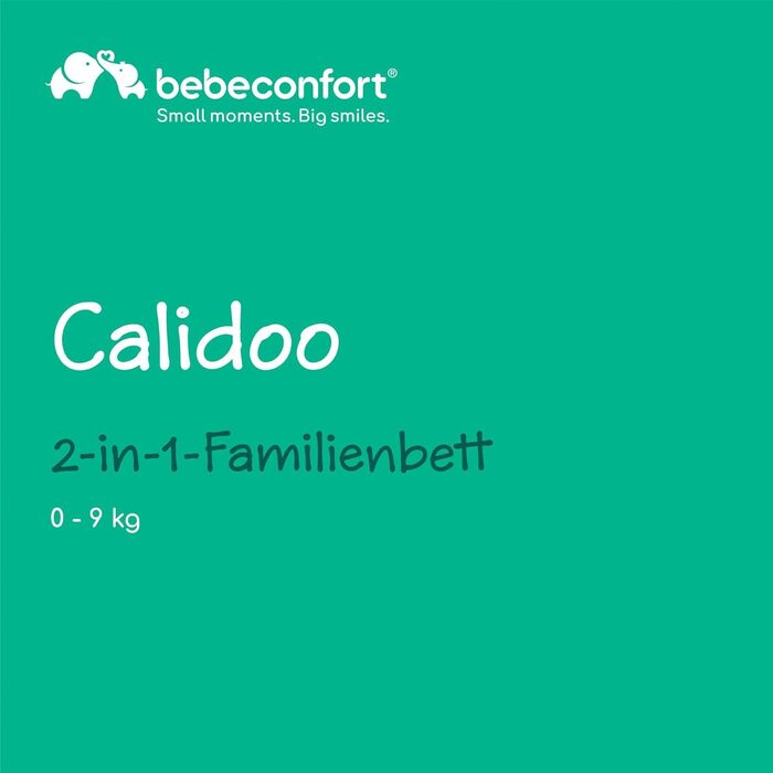 Дитяче ліжечко-колиска Bebeconfort Calidoo 2-в-1, бічне ліжко для новонароджених 0-6 місяців (0-9 кг), 5 рівнів висоти, велика м'яка матрац, сітчасті боки, відкидна стінка, графіт