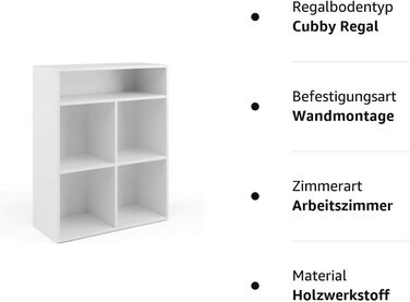 Книжкова полиця Vicco біла, 72x90,2 см, 4 відсіки
