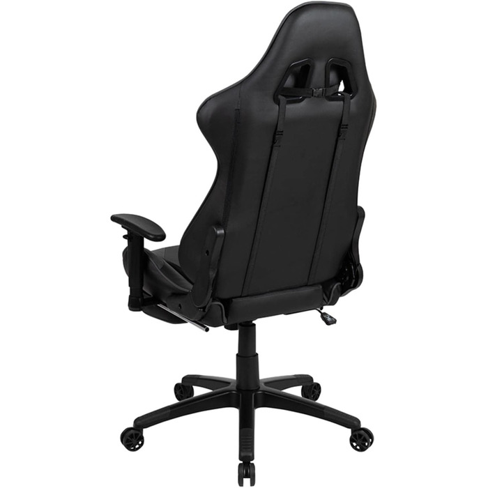 Ігрове крісло Flash Furniture X30, ергономічне, з повністю регульованою спинкою та висувною підставкою для ніг, LeatherSoft, сіре, стиль автоспорт, 1 шт.