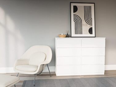 Комод 3E 3xEliving з 8 шухлядами, білий, 120 см