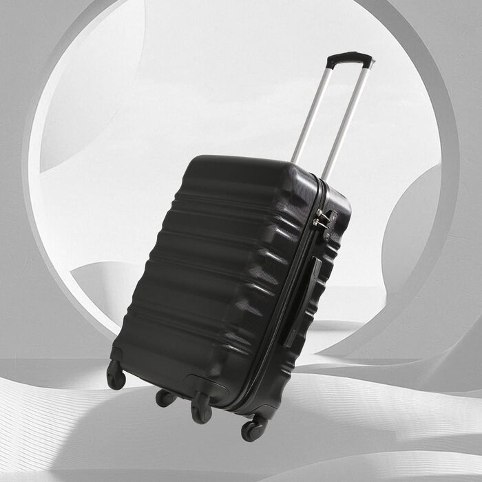 Валіза COOLIFE із жорстким корпусом, середня, чорна, з TSA-замком та 4 колесами