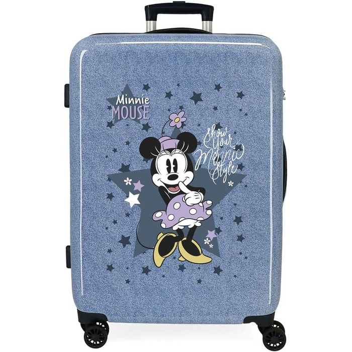 Дорожня валіза Disney Minnie Style синя, середня, 48x68x26 см, ABS, TSA-замок, 70 л, 3 кг, 4 подвійні колеса