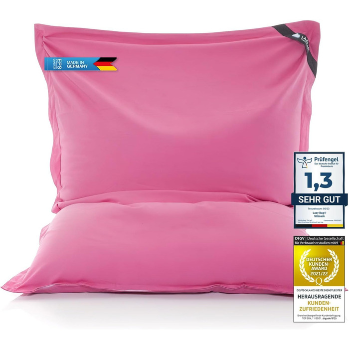 LAZY BAG Мішок-крісло Riesen-Sitzsack Classic XXL 140x180 см | Мішок-подушка 2-в-1 для відпочинку та лежання | Зручні моменти в приміщенні та на вулиці завдяки 4 млн EPS-кулькам для ідеальної ергономіки | Прасується, чохол з бавовни (рожевий)