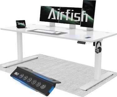 Airfish електричний стіл 160x70 см, регулювання висоти, USB, пам'ять, білий