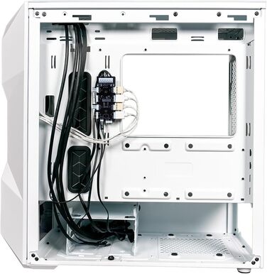 Корпус Cooler Master TD300 Mesh White Mini-Tower для Micro-ATX/Mini-ITX, білий, із сітчастою передньою панеллю для покращеного повітряного потоку, 2 ARGB-вентилятори 120 мм, бічна панель із загартованого скла, знімна верхня кришка, ARGB/PWM-хаб