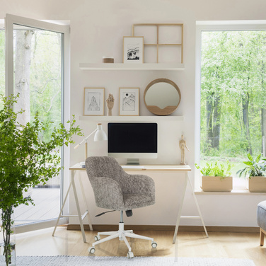 Офісне крісло / поворотне крісло SOLAO HOME Bouclé тканина сірий hjh LIVING