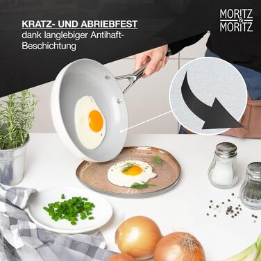 Набір каструль і сковорідок Moritz & Moritz, 7 предметів, алюмінієвий, з кришками, для індукції та всіх типів плит