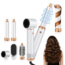 Airstyler 5 в 1 1000W з насадками для укладки, випрямлення та завивки волосся - білий