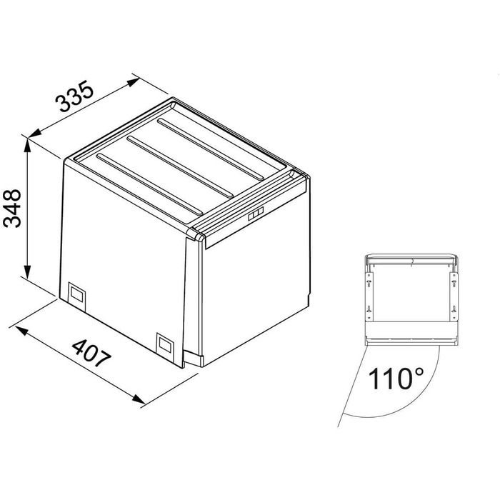 Сортувальний контейнер для сміття Franke Sorter Cube 40, чорний, 34,8×33,5×40,7 см – відро для роздільного збору відходів