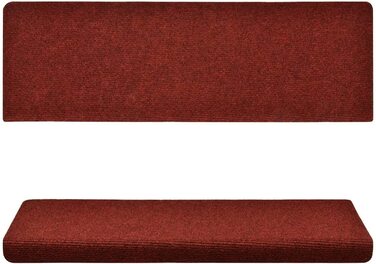 Комплект килимків для сходів vidaXL, 10 шт., бордові, 65x21x4 см, голкопробивний войлок, самоклеючі накладки для захисту сходинок