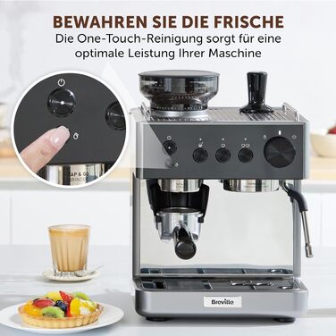 Кавомашина Breville Barista Slimline VCF185X: еспресо, капучино, лате - срібляста, з вбудованим капучинатором, 15 бар