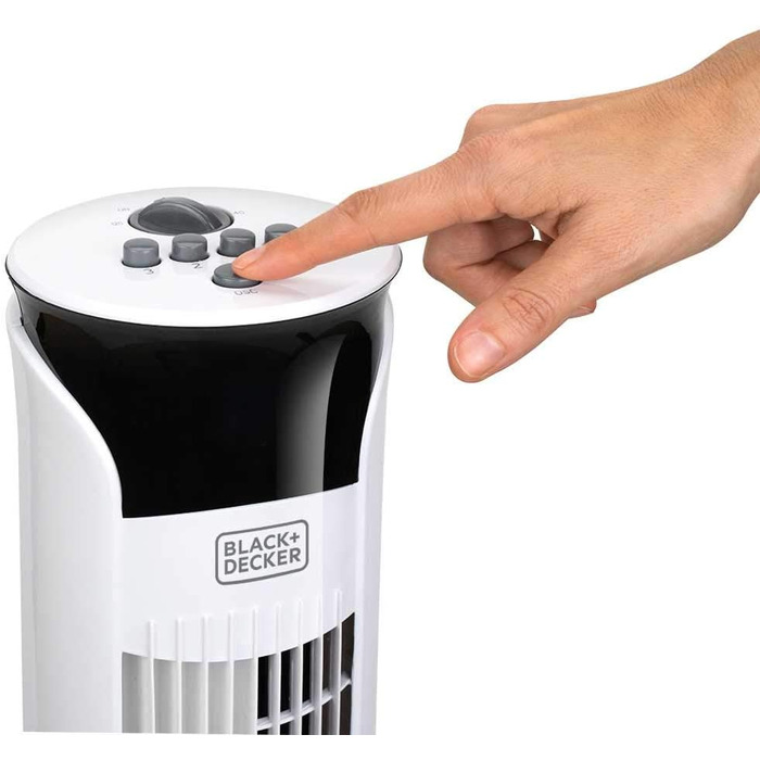 Вентилятор-колона Black+Decker BXEFT47E, 45 Вт, пластик, без пульта, 81 см, білий