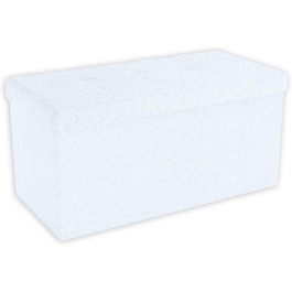 INTIRILIFE Складана пуф-лава 76x38x38 см, біла, з кришкою і місцем для зберігання, текстиль, пуф-куб, відкидний ящик для речей, сидіння і підставка для ніг