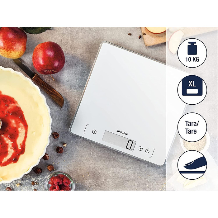 Кухонні ваги електронні Soehnle Page Comfort 400 білі, до 10 кг, точність 1 г, сенсорне управління, з батарейками