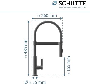 Змішувач кухонний SCHÜTTE Miami 79142 графіт, з висувним душем, одинарний важіль