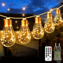 LED гірлянда вулична 9м BTFarm з пультом, 16 ламп, теплий білий, 8 режимів, для саду, балкону, вечірки, декору