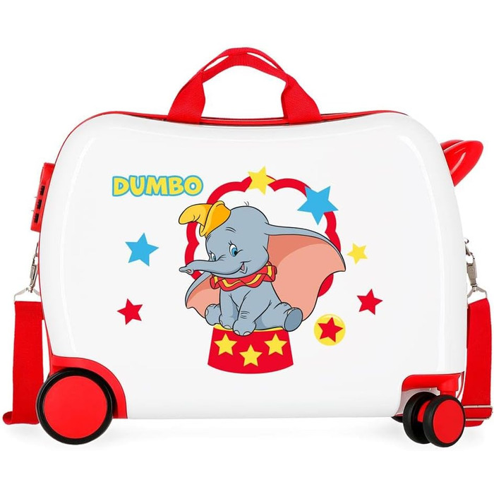 Дитяча валіза Disney Dumbo, біла, 50x39x20 см, жорсткий пластик, комбінований замок, 34 л, 1,8 кг, 4 колеса