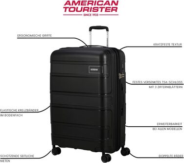 Валіза American Tourister Skymax 3 шт. синього (Midnight Blue) та чорного (Bass Black) кольорів