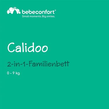 Дитяче ліжечко-колиска Bebeconfort Calidoo 2-в-1, бічне ліжко для новонароджених 0-6 місяців (0-9 кг), 5 рівнів висоти, велика м'яка матрац, сітчасті боки, відкидна стінка, графіт