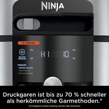 Мультиварка Ninja Foodi MAX 7,5 л 14-в-1 з розумною кришкою, скороварка, аерофритюрниця, повільноварка, термощуп, нержавіюча сталь, OL750EU