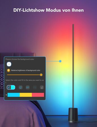 Розумна підлогова LED лампа Govee RGBIC з Wi-Fi, диміруванням, керуванням через Alexa/Google, синхронізацією з музикою, 64 режимами для вітальні та спальні