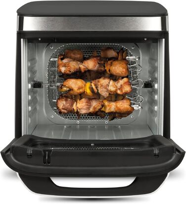 Мультифункціональна аерофритюрниця та BBQ-гриль G3 Ferrari Friggisano BBQ G10181, 2000 Вт, 10 л XXL, 8 програм, без диму, BPA- та PFOA-free, чорний/сірий